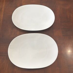 Set of 2 IKEA Oval Oblong 13.5” White Serving Platter Dinnerware